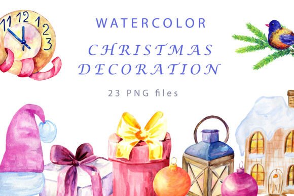 Christmas Decoration: Watercolor Art for Creative Projects