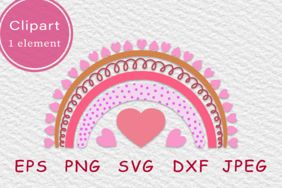 Cute Pink Valentines Heart Rainbow