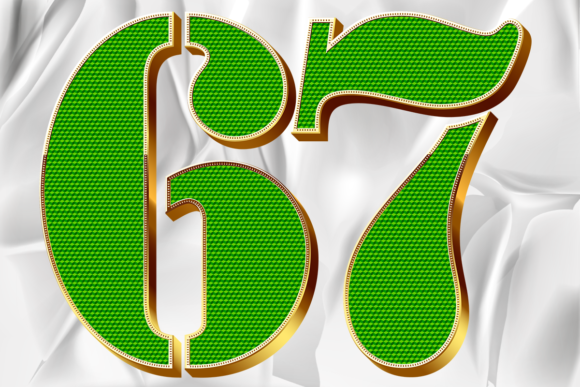 Green Numbers Golden Texture Design