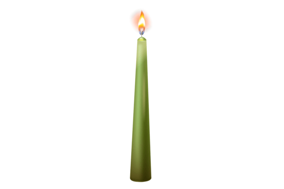 Green Wax Candle Realistic Mockup Deco