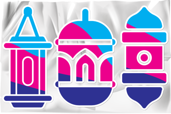 Lantern Lamp Set Sticker Color Ornament