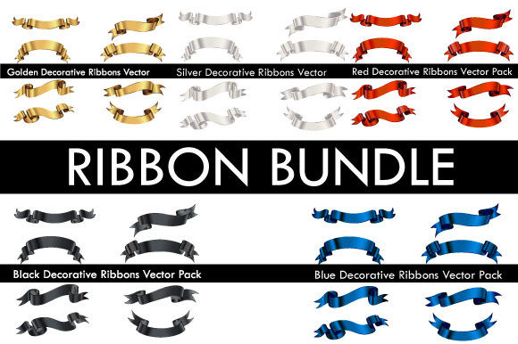 Ribbons Vector Bundle, Pack, Collections: Elevate Your Designs with Ready-to-Use Gradient Decorations