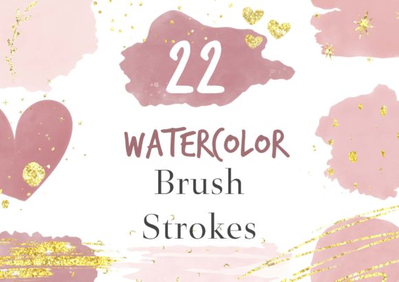 Rose Gold Watercolor Splotches Clipart