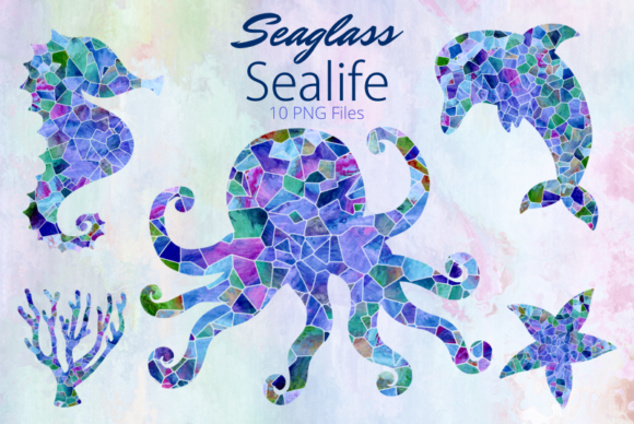 Seaglass Sea Life Aquatic Silhouettes
