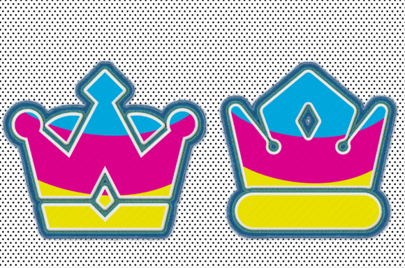 Stitching Colorful King Queen Crown Set