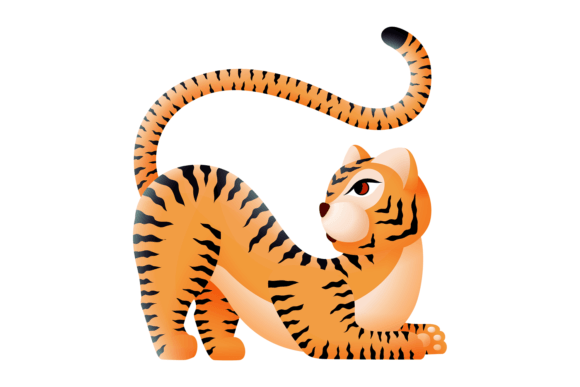 Tiger in Asian Boho Style: A Versatile Asset for Modern Design