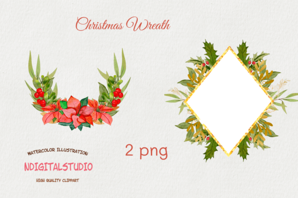 Watercolor Winter Wreath Clipart for Creative Projects